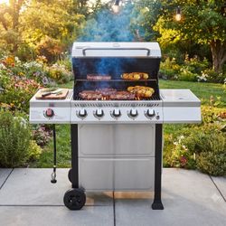 Royal Gourmet 5-Burner Liquid Propane Gas Grill with 10,000 BTU Side Burner, 60,000 BTU Total Output, 632 Sq. In. Cooking Area, Porcelain-Enameled Cas