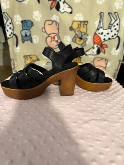 Women’s leather Black High Heels Shoes SIZE 6