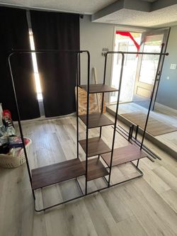 Freestanding Clothing Rack with Shelves