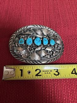 Handmade Sterling Silver & Turquoise Belt Buckle