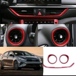 Inner Console L&R Air Outlet Vent Trim For Kia K3 Forte 19-23 3PC ABS Gloss Red