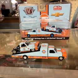 Collectible M2 Gulf Chevy C10 Truck Set 1:64 Scale Diecast Collectible $45