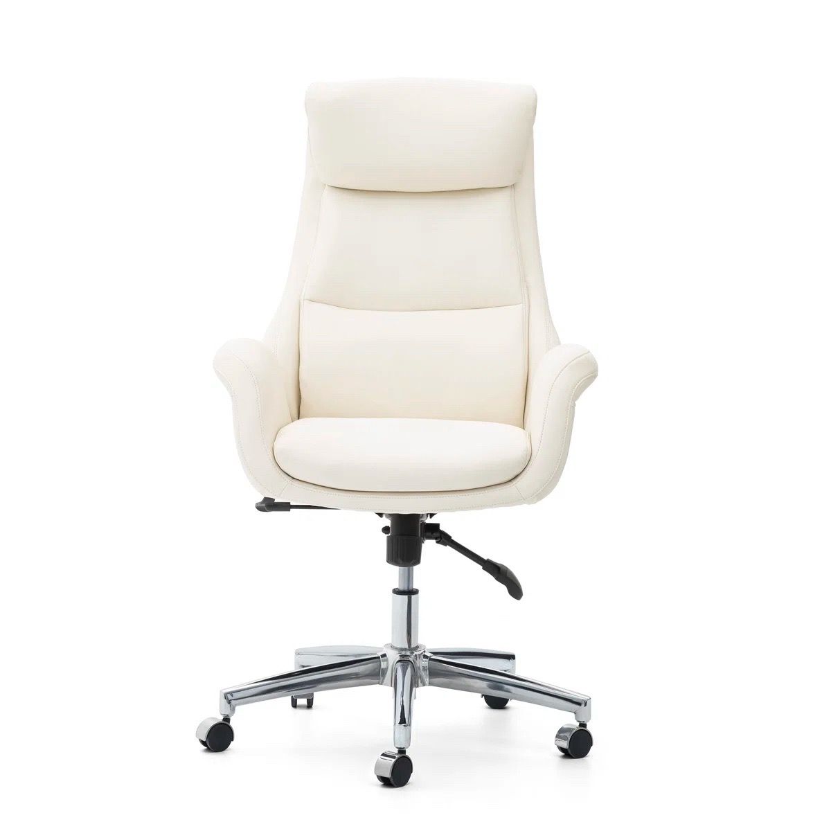Mid Century Modern Office Chair with Headrest - Cream
