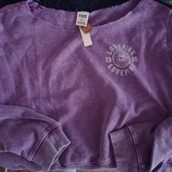 Brand New Ladies Large Pink Crop Sweatshirt Top 