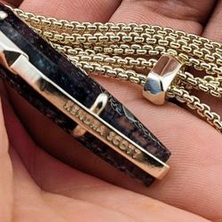 

 Kendra Scott Beatrice Rainbow Navy Crackle Gold Plated Necklace Pendant