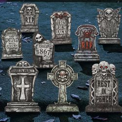 9-Piece Halloween Tombstone Decoration Set