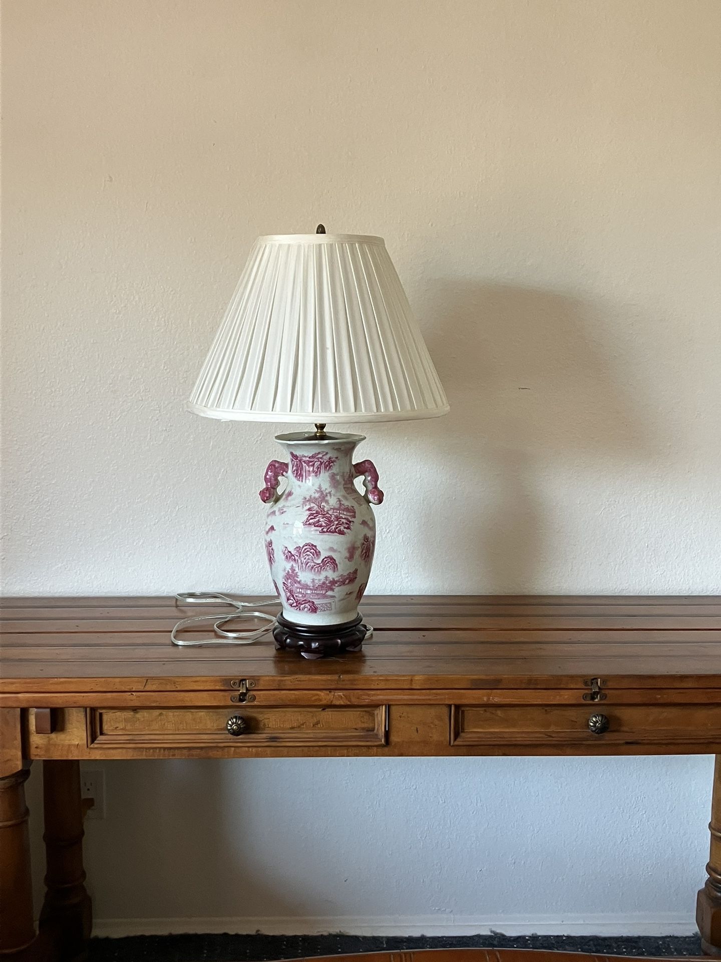 Raspberry Red Chinoiserie Vase Lamp