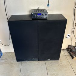 Optimus STS-1500 Home 3 Way Floor Standing Speakers and Pyle Wireless Bluetooth Streaming Amplifier