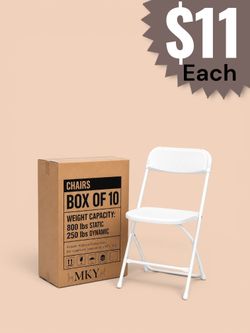 Brand New White Folding Chairs 800 LBS Capacity Static Weight Commercial Grade 