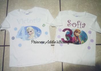 Frozen Elsa and Anna Birthday Shirts/ Camisas de Frozen