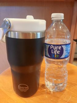 Mayim Adventure Flow 30 Oz Stainless Steel Leak Proof Tumbler with Lid and Straw, Insulated Water Bottle or Thermos with Spill Proof Lid and Handle fo