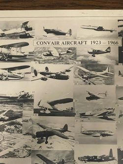 Vintage 1966 General Dynamics Convair Aircraft 1923–1966 commemorative photo board.