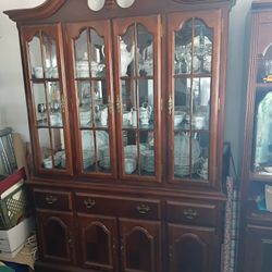 Traditional Wood China Cabinet Hutch - Glass Display with Storage (CABINET ONLY)