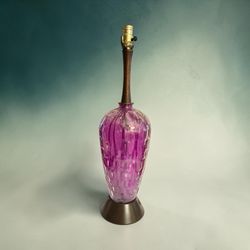 Vintage MCM Purple Glass Table Lamp