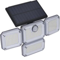 Solar Street Light, Solar Outdoor Lamp 4 Rotating Head Flexible IP64 for Garden