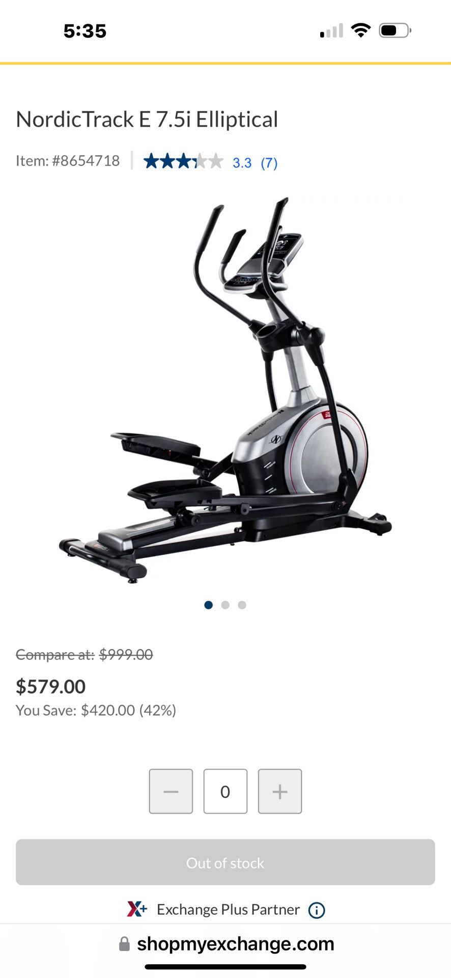 NordicTrack E 7.5i Elliptical