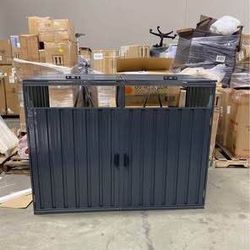 New in Box Outdoor Garbage Bin Storage Shed Galvanized Steel Outdoor for 2 Trash cans with Lockable