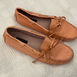 Louis Vuitton  Leader And Rubber  Loafers  Color orange Pink  Size 36 