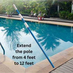12-Foot Blue Anodized Aluminum Telescoping Swimming Pool Pole