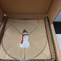 Pampered Chef Snowmen Round Appetizer Plates Set of 4 6 inch #3011 NEW in Box