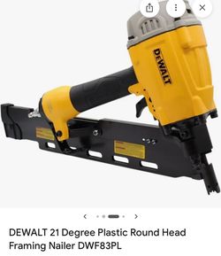 Dewalt 21degree plastic round head framing nailer