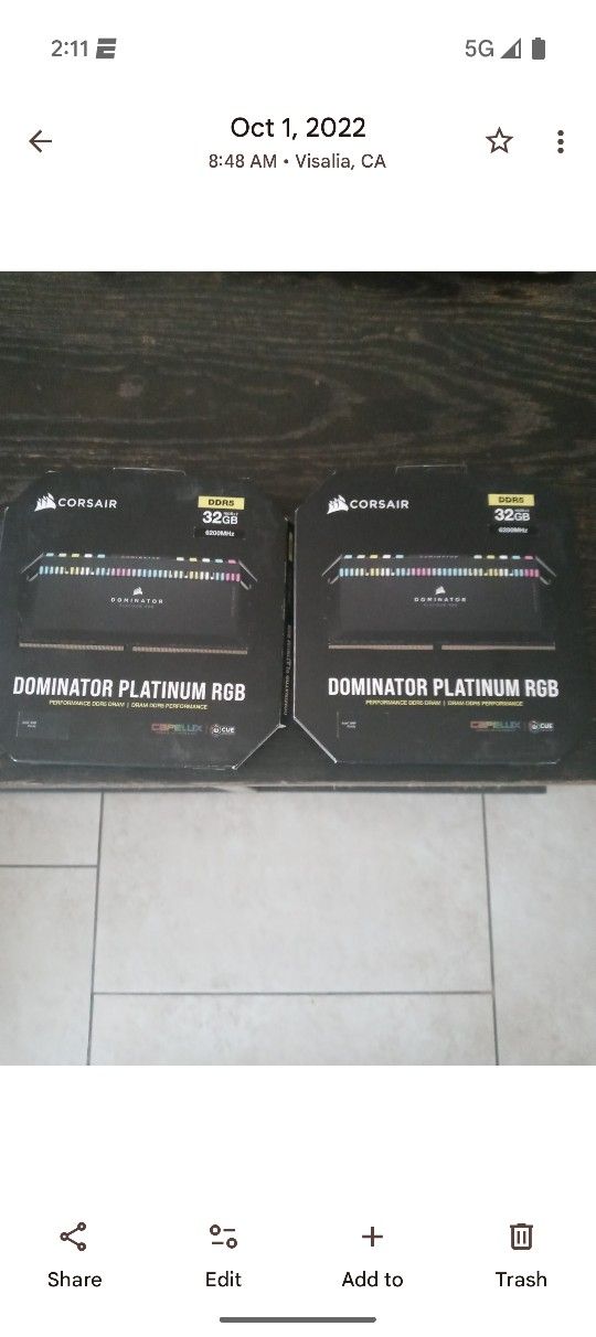 Corsair Dominator Platinum RGB DDR5 32GB 6200mhz