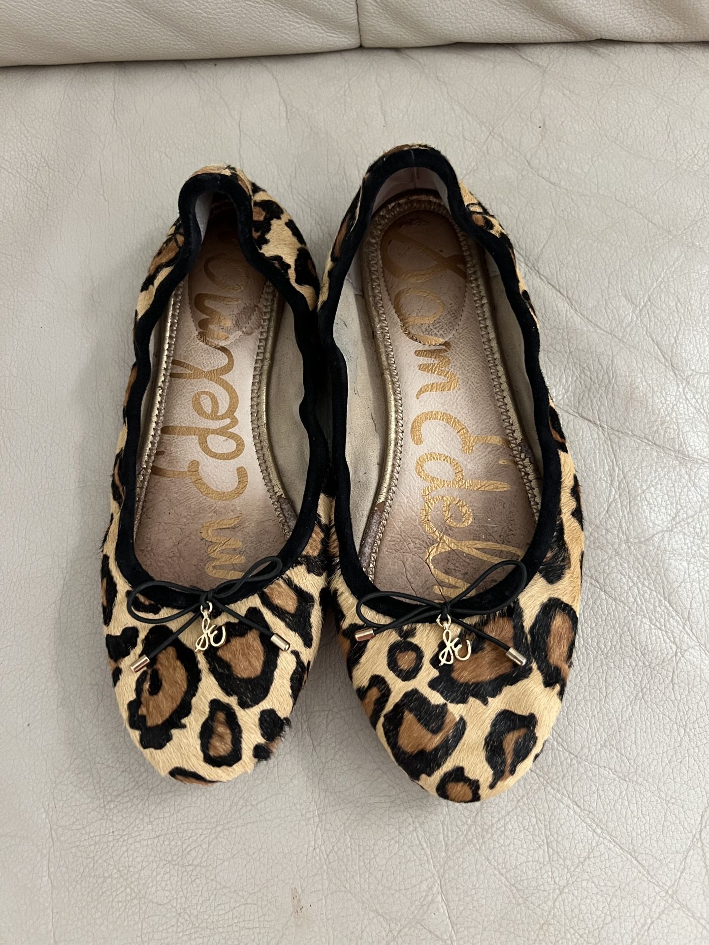 Sam Edelman Felicia Ballerina Flats Size 8, Calf Hair Leopard Print Slip On Shoes