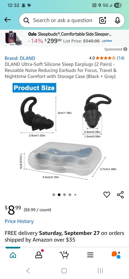 DLAND Ultra-Soft Silicone Sleep Earplugs (50 Pairs) - Reusable Noise Reducing Earbuds for Focus, Travel & Nighttime Comfort with Storage Case