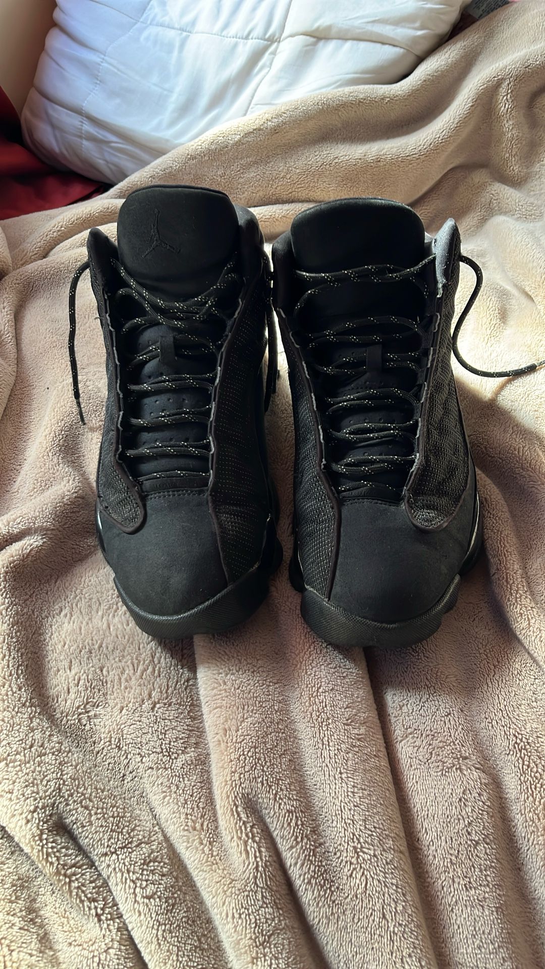 Black Cat Jordan 13s Well Worn