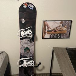 Snowboard, Bindings, Bag, Helmet, Boots. 