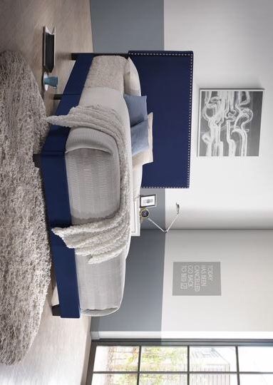 Erin Navy Velvet Twin Bed 5271,All Products : American Fashion Style Bags On Sale
