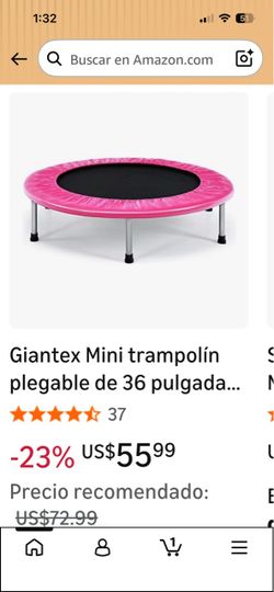 Mini trampolín plegable de 36 pulgadas y 38 pulgadas, trampolín portatil de fitness recreativo para adultos, niños, carga máxima de 330 libras, trampo