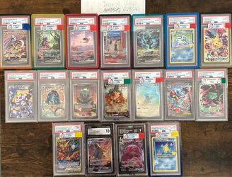 Pokémon cards and slabs