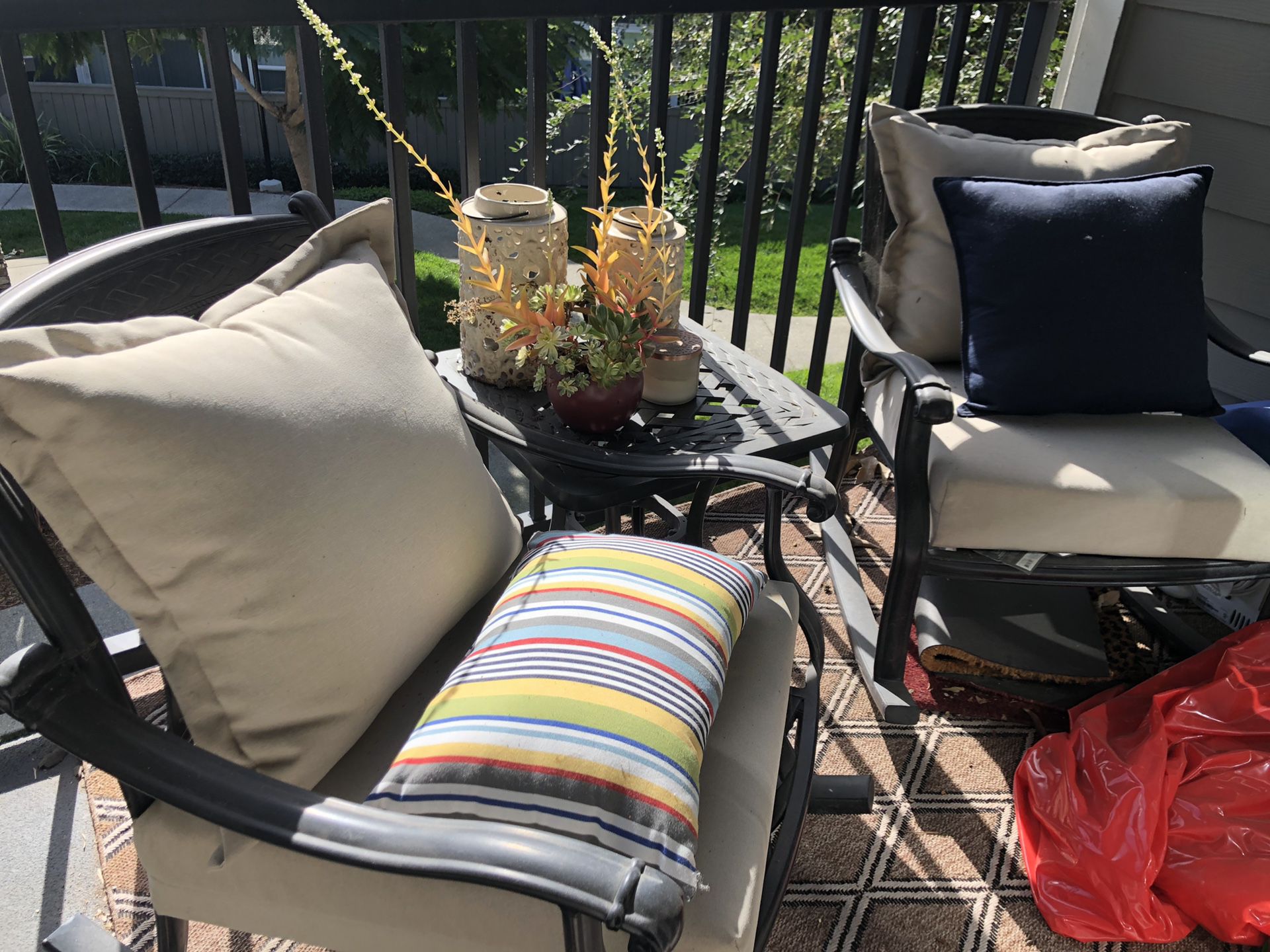 Patio furniture with rug