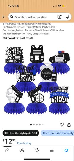 8 Pcs Police Retirement Party Honeycomb Centerpiece,Police Officer Retired Party Table Decoration, Retired Time to Give It Arrest, Officer Man Women R