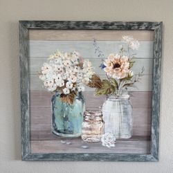 36" X 36" Wood Floral Picture 