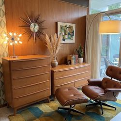 MCM Heywood Wakefield "Encore" Bedroom Set: Tall Chest & Double Dresser (1950s) - $999 OBO
