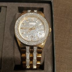 Bulova Watch Stainless Steel Ring And 925 Gold Plated Labgrown Tennis Necklace 