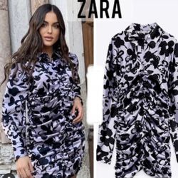 ZARA LILAC PURPLE FLORAL DRESS SIZE Large X-Large Xxl 