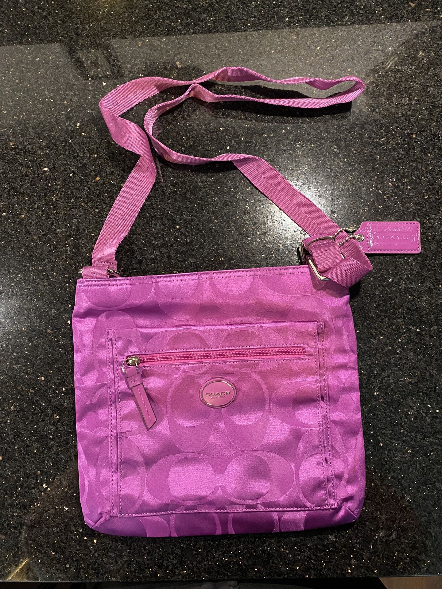 Coach Crossbody Mesh Canvas Like Material Purple Approx. 10x11” B1473-F77408
