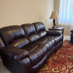 2 Leather Reclining Couches - Like New - $600 for the Set!