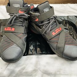 NIKE LeBron Soldier 9  (IX) Premium Basketball Men’s Sneakers Dark Gray/Hot Lava Size  13
