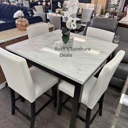 Gorgeous 5-Pc White Counter Height Dining Set Brand New 