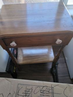 Oak Microwave Table With Drawer