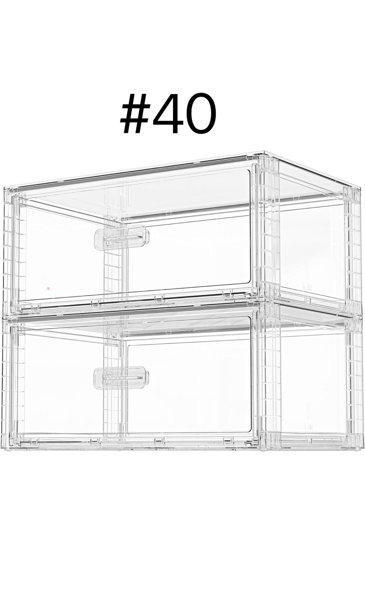 2 Pack Large Clear Stackable Storage Drawers 27QT