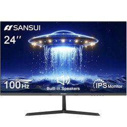 IN BOX: SANSUI 24 inch Monitor, IPS Display Computer Monitor with Built-in Speakers