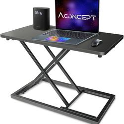 Compact 26" Black Lift Standing Desk Converter, Manual Adjustable Height Sit Stand up Desk Riser, for Monitor or Laptop Workstation