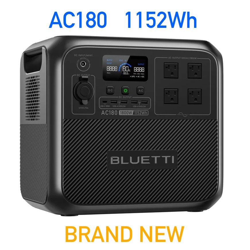 BLUETTI AC180 Solar Portable Power Station 1,800W 1,152Wh