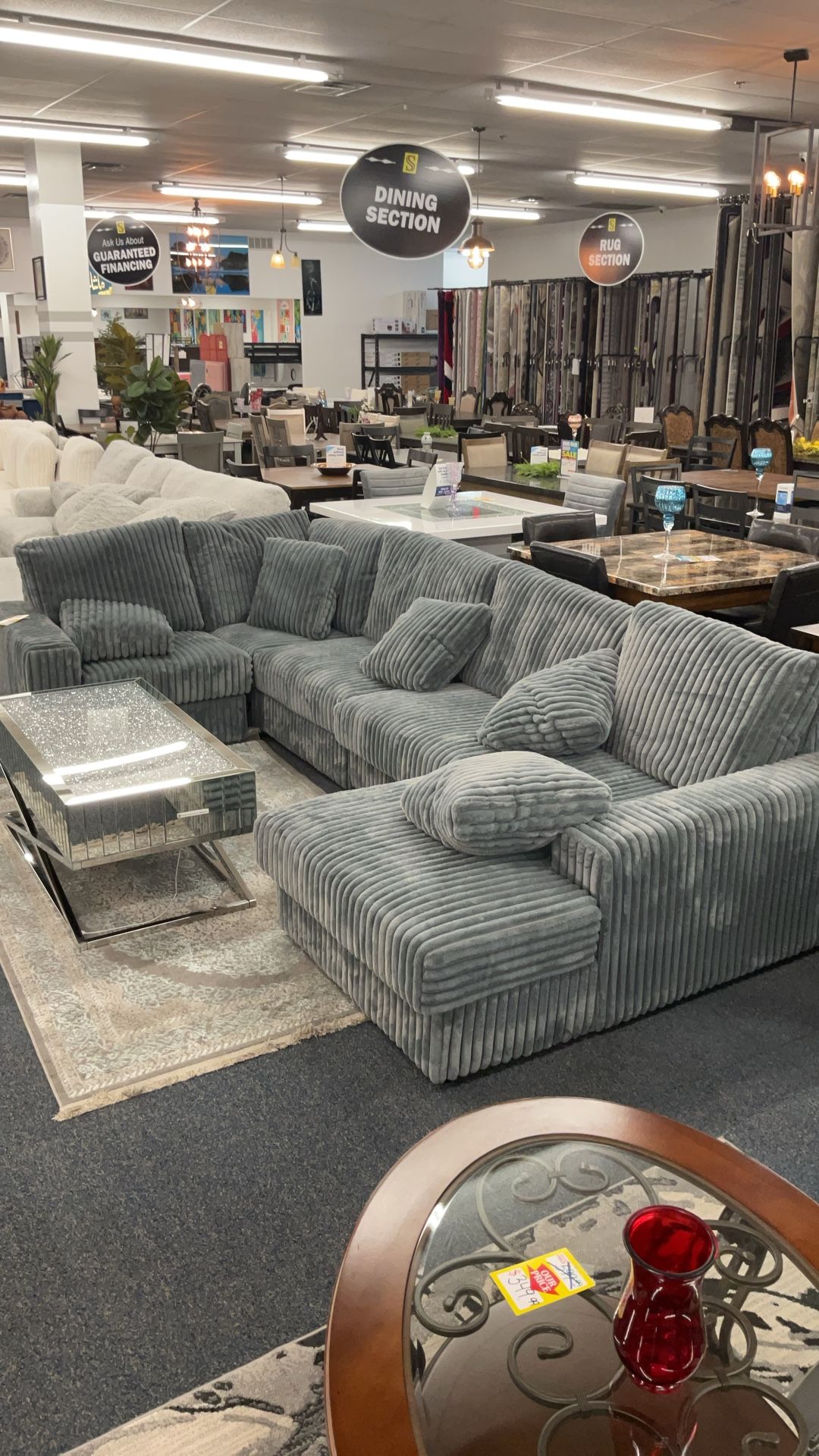 Grey Furry Sectional 1399