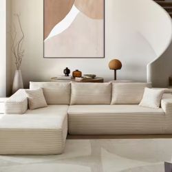 VIVI 104 in. Wide Arm 2-Piece Plush Co rduroy Fabri